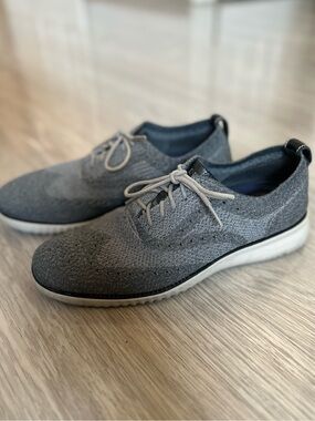 Men's Grey Cole Hann Stitchlite Oxfords Knit Lace-Up Casual Shoes